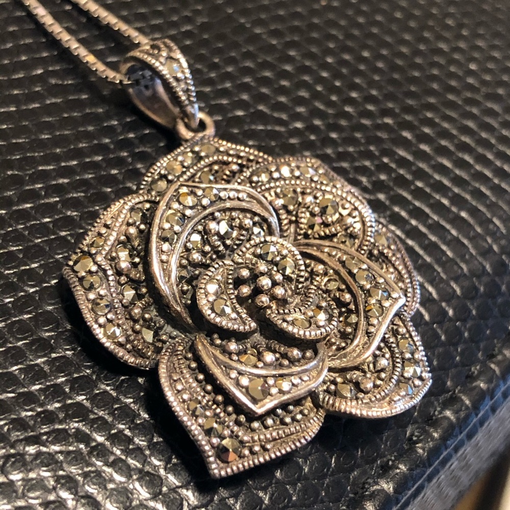 Marcasite Rose Pendant and necklace